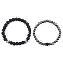 2Pcs Natural Stone Cooper Beaded Bracelet Men Matte Lava Volcanic Jewelry Hot