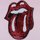 Vivid Large Red Tongue Sequins Patches Clothes Applique DIY Clothing DecorateN3c