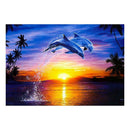 5D DIY Full Drill Diamond Painting Sunset Dolphin Cross Stitch Embroidery