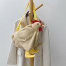 Cute Women Crossbody Purse Cartoon Chicken Shaped Kids Fleece Crossbody Bag