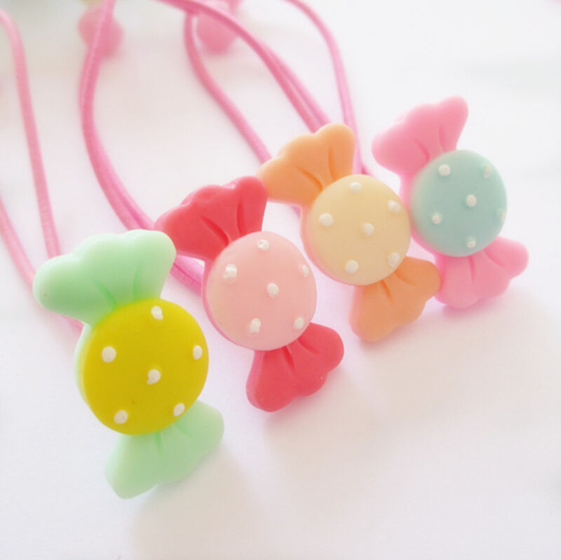 10X Children Girl Elastic Candy Head Hair Circle Hair Rope Ponytail Holder J,a