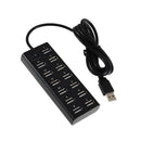 USB 2.0 13 Port Hub High Speed Adapter Cable with ON/OFF Switch for Laptop