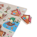 2 Set Wooden Peg Puzzle Traffic & Farm Animal Jigsaw Preschool Learning Toys