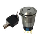 22mm Stainless Steel 2-Position ON/OFF Electronic Key Switch Lock with 2 Key