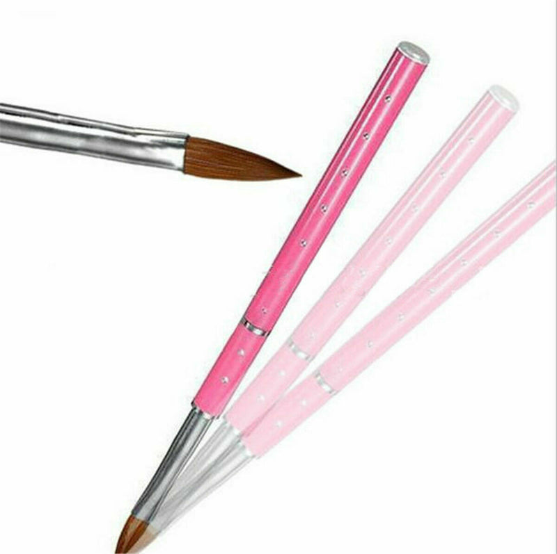 Pro Nail Art Brush Tool For Acrylic & Metal Handle With Diamond Kolinsky Hair 8#