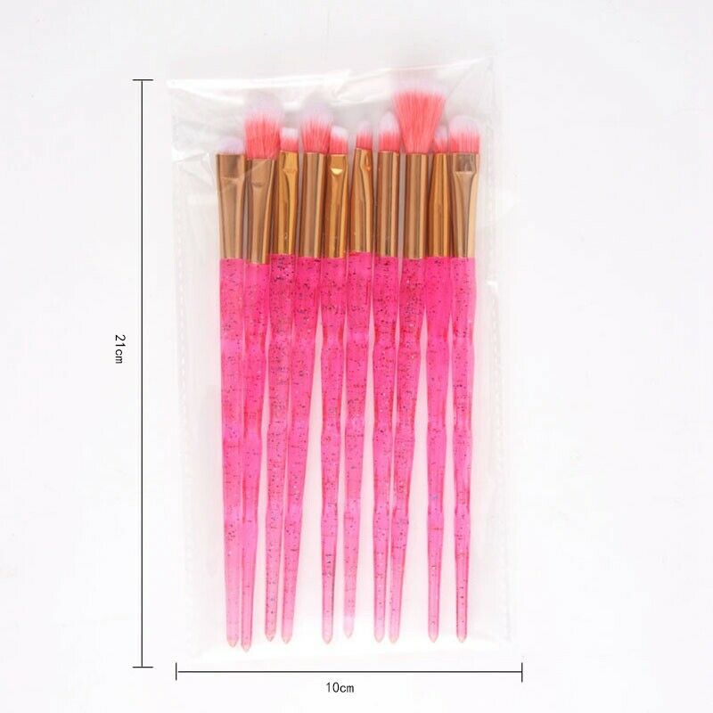 10Pcs Diamond Handle Makeup Brushes Set Crystal Spiral Handle Foundation Bl J6Z9