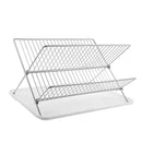 Deluxe Chrome-Plated Steel Foldable X Shape 2-Tier Shelf Small Dish Drainer