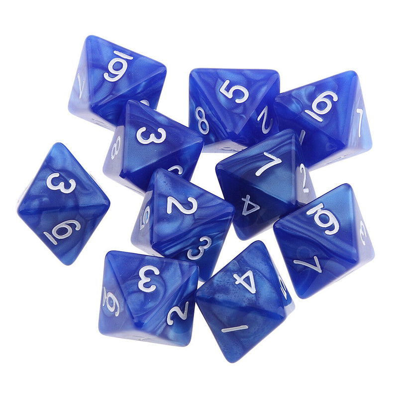 10pcs 8 Sided Dice D8 Polyhedral Dice for  Dice Blue
