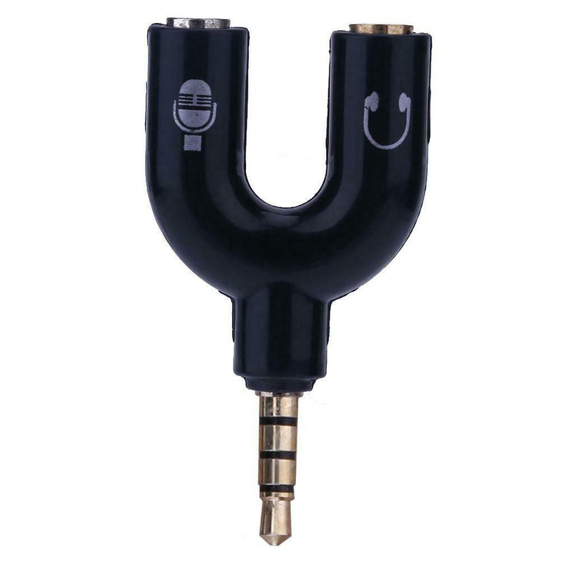 3.5mm Stereo Audio Jack Earphone Headphone 2 Way U Splitter Adapter