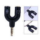 3.5mm Stereo Audio Jack Earphone Headphone 2 Way U Splitter Adapter