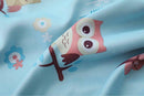 Owl Print Heavy Fabric Blackout Curtain Ready Made Eyelet Window Drape Blue