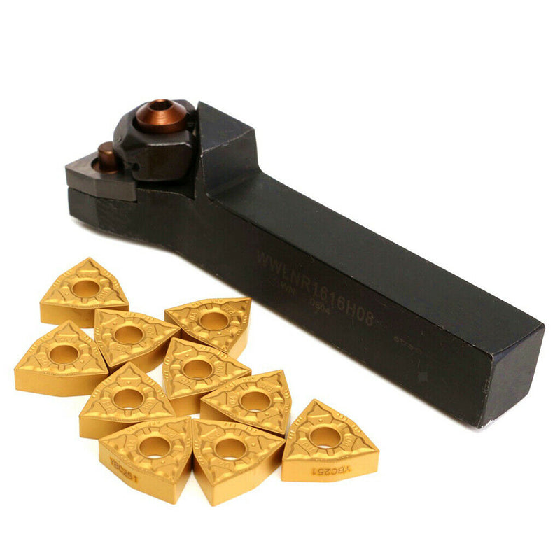 10Pcs WNMG0804 Inserts + Wrench With WWLNR1616H08 Lathe Turning Tool Holder