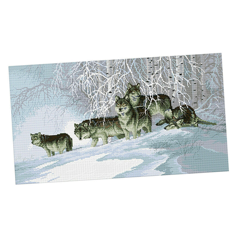 1 Set Cross Stitch Material Package with Wolf Pattern