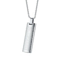 Stainless Steel Carved Cross Lord's Prayer Dog Tag Pendant Necklace For Men