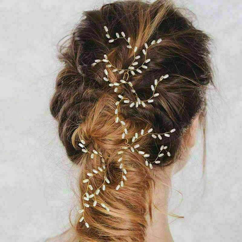 Wedding Party Hairpin Imitated Headdress Plait Hairclip Vine Accessories J1 K7V8