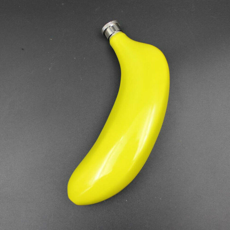 1 x Stainless Steel Liquor Pocket Hip Flask Alcohol Whiskey Banana Flagon 5oz