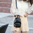 Women Solid Backpack Leather Shoulder Strap Chain Zipper Messenger Knapsack
