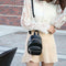 Women Solid Backpack Leather Shoulder Strap Chain Zipper Messenger Knapsack