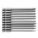 10 Pcs 100mm Magnetic Slotted PH2 Screwdriver Bit S2 Steel 1/4 Hex Shank 1/4"