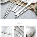 7pack Cutlery Tableware w/ Pouch Fork Spoon Straws Office Camping Picnic
