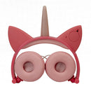Cat Ear Unicorn Kids Headphones LED Flashing Girls Headband pink  pink