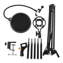 Microphone Arm Stand Adjustable Suspension Boom Scissor Mic Stand + Pop Filter +