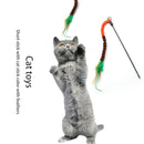 Cat Teasing Stick Colorful Pompom Feather Wand Fun Pet Teaser Rod Toys (05)