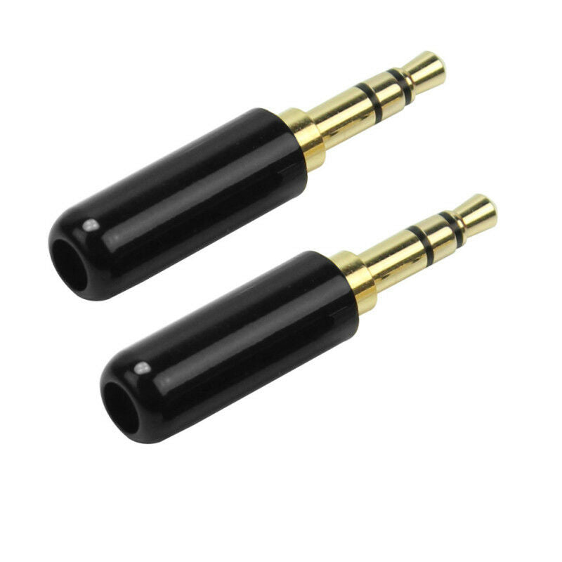 2 Pcs Audio 3.5 mm Male Plug 3 Pole Stereo Connector Earphones Soldering Jack