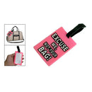 Rectangle Shape Soft Plastic Luggage Tag Pink w Name Label Y7Z3