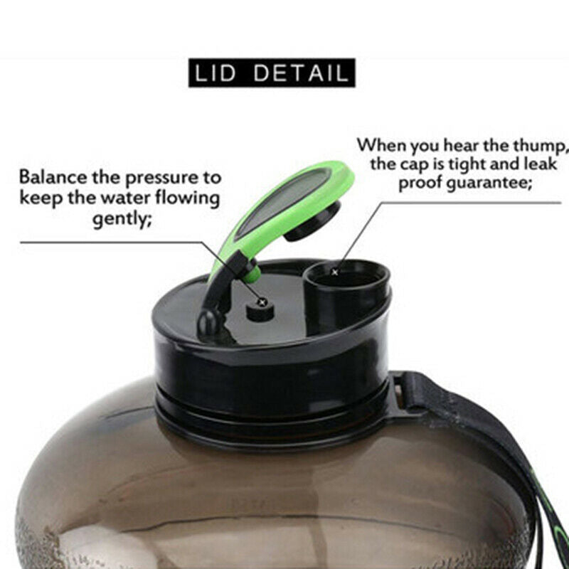 2.2L Large Capacity Fitness Camping Sport Water Bottle Free  Flip Cover Drin Ew