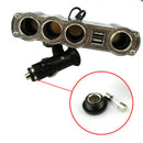 4 Way Car Socket Splitter w/2 USB Port Adapter Charger DC 12V Lighter PAQ