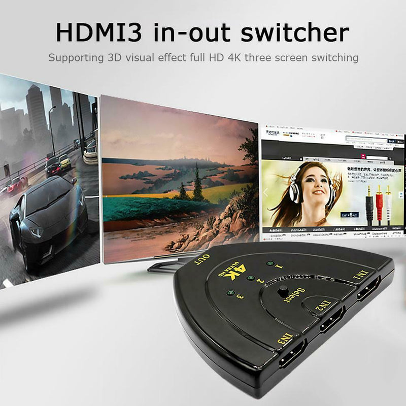 Mini 3 Port 4Kx2K HDMI Switcher 3 Input 1 Output Video Splitter Converter