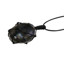 Labradorite Necklace Natural Stone Pendant Wrap Braid Necklace Yoga Macrame