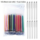 100pcs Refill With 10pcs Pen Case Colorful Gel Pen Refill Delicate