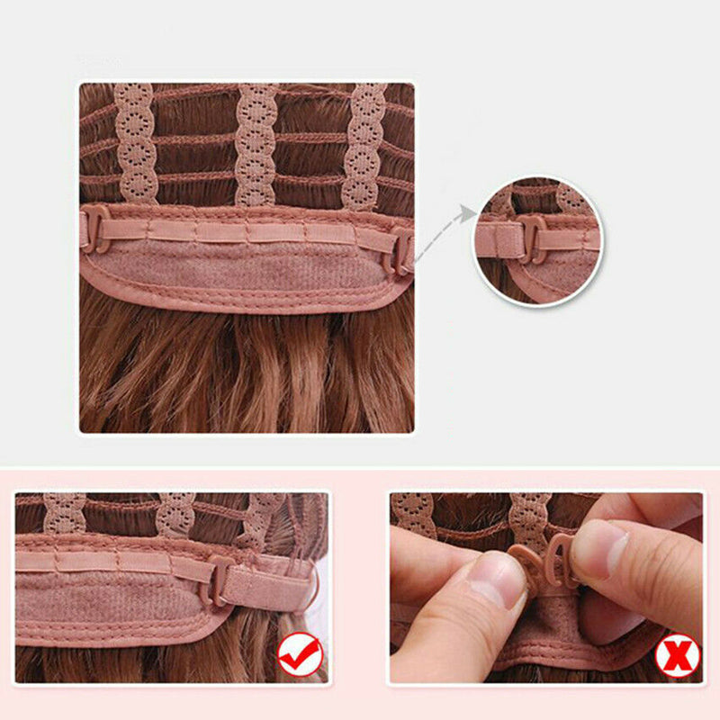 Women Synthetic Hair Full-Wigs Natural Long Wavy Wig Heat Resistant Black &Brown