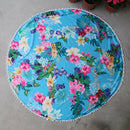 Ball Tassels Beach Towels Floral Printed Round Blanket Yoga Mat Tippet