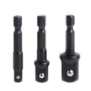 3Pcs Socket Adapter Set Hex Shank to Impact Driver Drill Bits 1/4 3/8 1/2 Inch