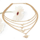 Rhinestone Stars Pendant Clavicle Chain Women Multilayer Necklace Jewelry