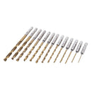 13Pc HSS Titanium Coated Drill Bit Set With 1/4inch Hex Shank L4S6