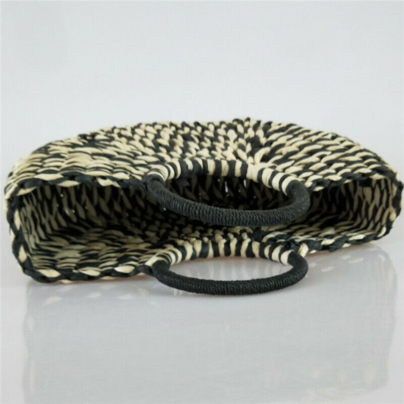 New Women round bucket semicircle straw bag handmade net color woven basket U1D9
