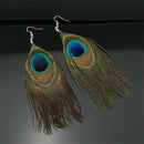 Fashion Women's Assorted Color Peacock Natural Feather Earrings Drop Earrings FT