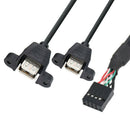 9hole To Dual USB2.0 Female Header Adapter Cable Motherboard 9pin Cord Hn