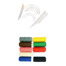 24Pcs Curved Straight Sewing Needles With Leather Waxed Thread Cord Rainbow