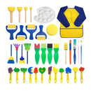 Painting Brush Tool Set Kids Paint Brushes Sponge Apron Children Toddler