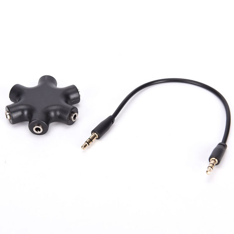 Earphone Headphones Audio Splitter Adapter w/ Connect Cable For Ipod Black FS3C