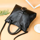 Women Large Capacity Shoulder Bags Leather Retro Messenger Handbag (Black)