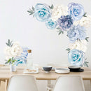 Blue Peony Rose Flowers Wall Stickers for Kids Room Living Room Home DecorJ Gw