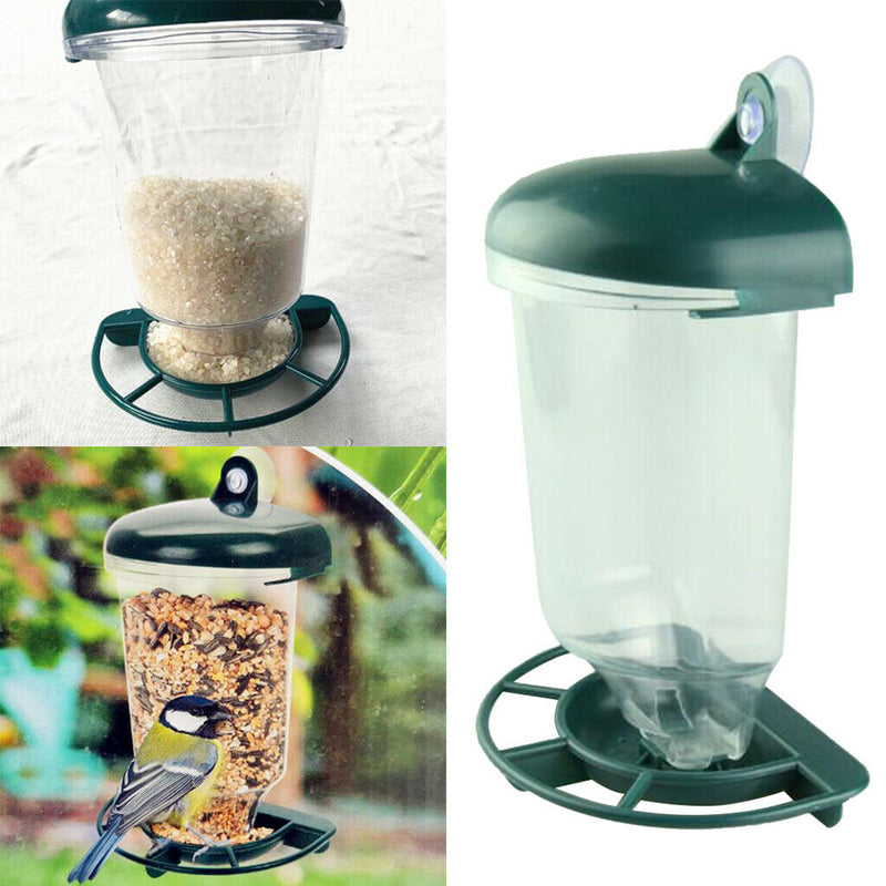 Clear Plastic Window Bird Feeder Automatic Feeding Suction Up Wild Bird Feeding