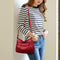 Fashion Messenger Bag Women PU Leather Soft Purse Shoulder Handbag (Red)