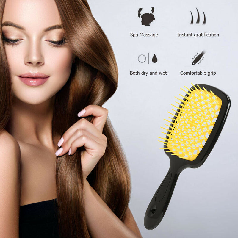 Wide Teeth Air Cushion Comb Home Hairdressing Styling Massage Comb (Yellow) A